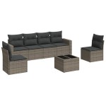 vidaXL Set canapele de grădină, 7 piese, cu perne, gri, poliratan vidaXL Set canapele de grădină, 7 piese, cu perne, gri, poliratan