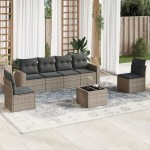 vidaXL Set canapele de grădină, 7 piese, cu perne, gri, poliratan vidaXL Set canapele de grădină, 7 piese, cu perne, gri, poliratan