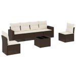 vidaXL Set canapele de grădină cu perne, 7 piese, maro, poliratan