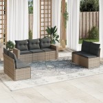 vidaXL Set canapele de grădină, 7 piese, cu perne, gri, poliratan vidaXL Set canapele de grădină, 7 piese, cu perne, gri, poliratan