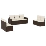 vidaXL Set canapele de grădină cu perne, 7 piese, maro, poliratan