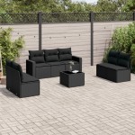 vidaXL Set mobilier de grădină cu perne, 8 piese, negru, poliratan vidaXL Set mobilier de grădină cu perne, 8 piese, negru, poliratan