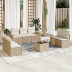 vidaXL Set canapele de grădină, 8 piese, cu perne, bej, poliratan