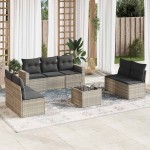 vidaXL Set mobilier de grădină cu perne, 8 piese gri deschis poliratan vidaXL Set mobilier de grădină cu perne, 8 piese gri deschis poliratan