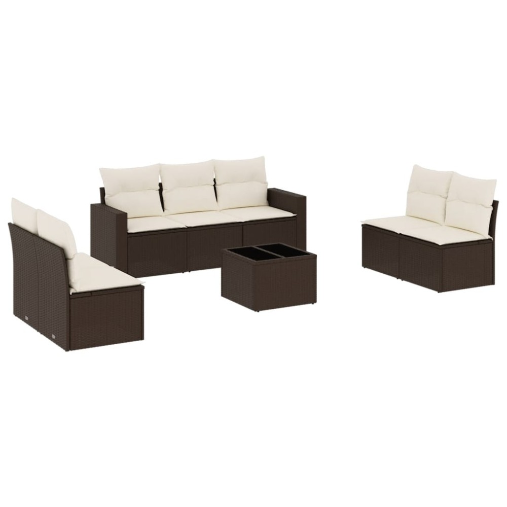 vidaXL Set canapele de grădină cu perne, 8 piese, maro, poliratan