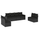 vidaXL Set mobilier de grădină cu perne, 8 piese, negru, poliratan vidaXL Set mobilier de grădină cu perne, 8 piese, negru, poliratan