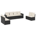 vidaXL Set mobilier de grădină cu perne, 8 piese, negru, poliratan