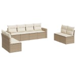 vidaXL Set canapele de grădină, 8 piese, cu perne, bej, poliratan