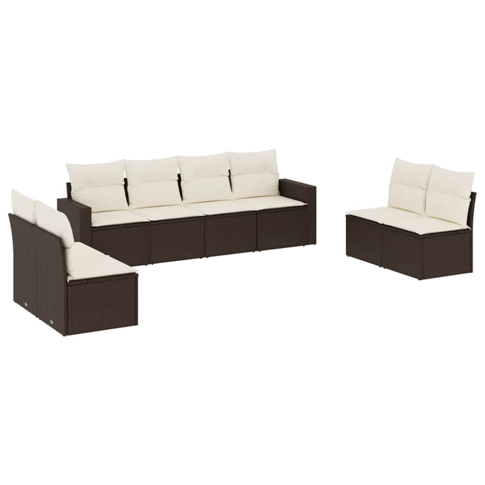 vidaXL Set canapele de grădină cu perne, 8 piese, maro, poliratan