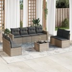 vidaXL Set canapele de grădină, 9 piese, cu perne, gri, poliratan vidaXL Set canapele de grădină, 9 piese, cu perne, gri, poliratan