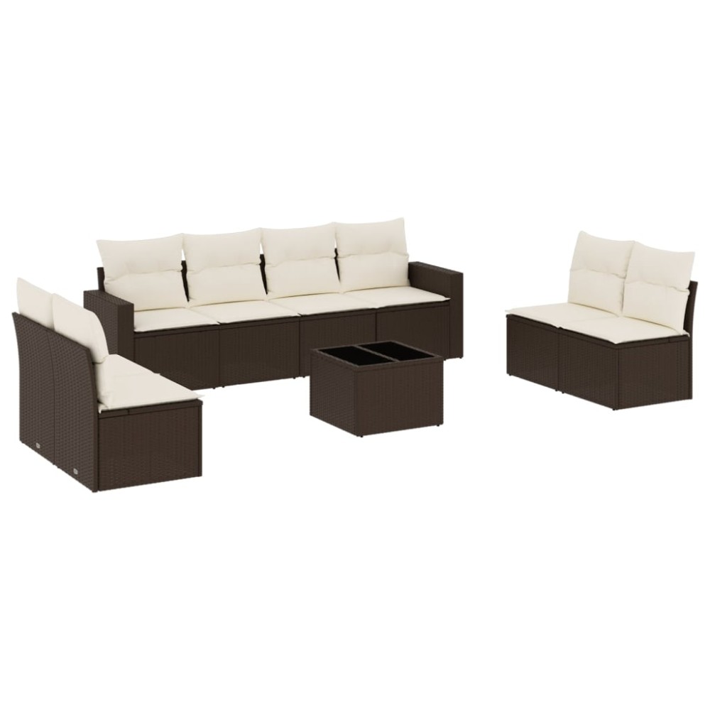 vidaXL Set canapele de grădină cu perne, 9 piese, maro, poliratan