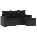 vidaXL Set mobilier de grădină cu perne, 4 piese, negru, poliratan vidaXL Set mobilier de grădină cu perne, 4 piese, negru, poliratan
