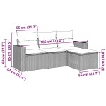 vidaXL Set mobilier de grădină cu perne, 4 piese, negru, poliratan