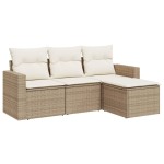 vidaXL Set canapele de grădină, 4 piese, cu perne, bej, poliratan vidaXL Set canapele de grădină, 4 piese, cu perne, bej, poliratan