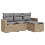 vidaXL Set canapele de grădină, 4 piese, cu perne, bej, poliratan vidaXL Set canapele de grădină, 4 piese, cu perne, bej, poliratan