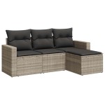 vidaXL Set canapea de grădină cu perne, 4 piese, gri deschis poliratan vidaXL Set canapea de grădină cu perne, 4 piese, gri deschis poliratan