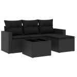 vidaXL Set mobilier de grădină cu perne, 5 piese, negru, poliratan vidaXL Set mobilier de grădină cu perne, 5 piese, negru, poliratan