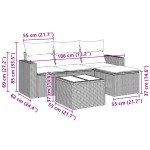 vidaXL Set mobilier de grădină cu perne, 5 piese, negru, poliratan