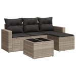 vidaXL Set canapele de grădină cu perne, 5 piese gri deschis poliratan