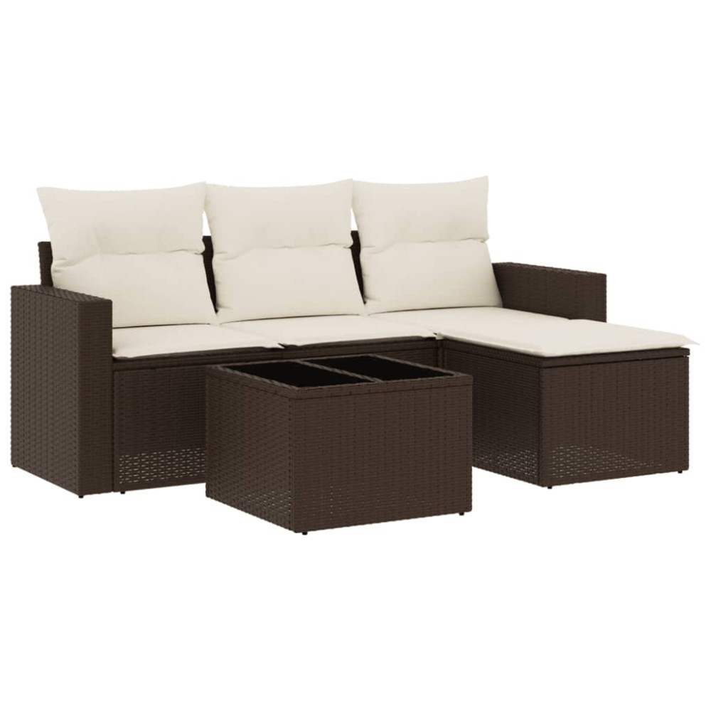 vidaXL Set canapele de grădină cu perne, 5 piese, maro, poliratan
