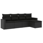 vidaXL Set mobilier de grădină cu perne, 5 piese, negru, poliratan vidaXL Set mobilier de grădină cu perne, 5 piese, negru, poliratan