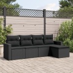 vidaXL Set mobilier de grădină cu perne, 5 piese, negru, poliratan vidaXL Set mobilier de grădină cu perne, 5 piese, negru, poliratan