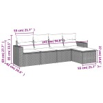 vidaXL Set mobilier de grădină cu perne, 5 piese, negru, poliratan vidaXL Set mobilier de grădină cu perne, 5 piese, negru, poliratan