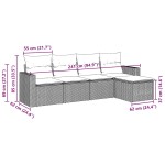 vidaXL Set mobilier de grădină cu perne, 5 piese, negru, poliratan