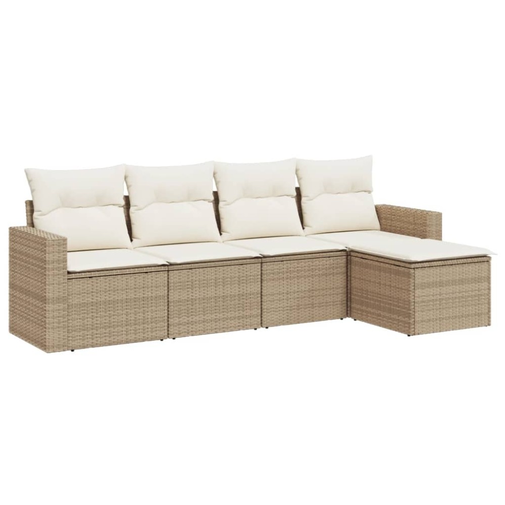 vidaXL Set canapele de grădină cu perne, 5 piese, bej, poliratan