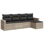 vidaXL Set canapele de grădină cu perne, 5 piese gri deschis poliratan