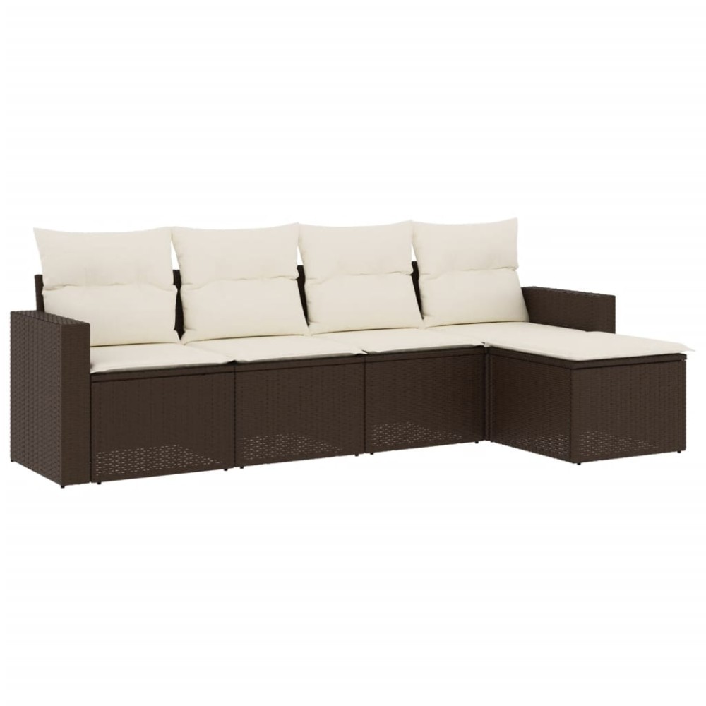 vidaXL Set canapele de grădină cu perne, 5 piese, maro, poliratan