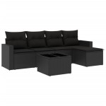 vidaXL Set mobilier de grădină cu perne, 6 piese, negru, poliratan vidaXL Set mobilier de grădină cu perne, 6 piese, negru, poliratan