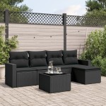 vidaXL Set mobilier de grădină cu perne, 6 piese, negru, poliratan vidaXL Set mobilier de grădină cu perne, 6 piese, negru, poliratan