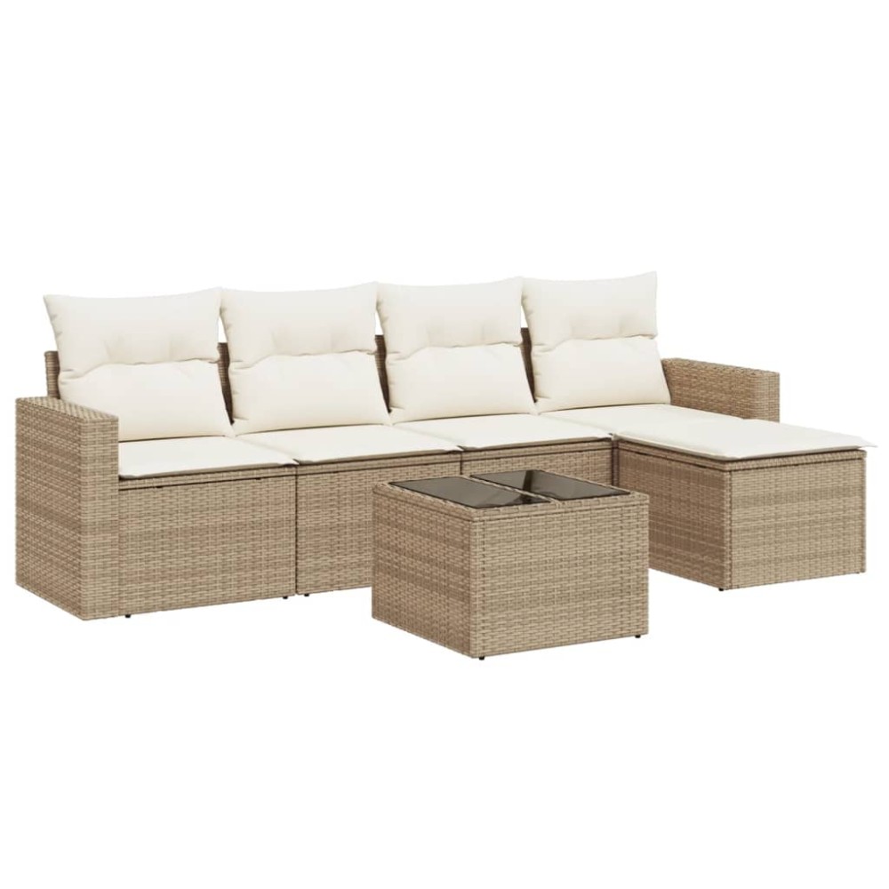 vidaXL Set canapele de grădină cu perne, 6 piese, bej, poliratan