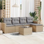 vidaXL Set canapele de grădină cu perne, 6 piese, bej, poliratan vidaXL Set canapele de grădină cu perne, 6 piese, bej, poliratan