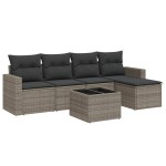 vidaXL Set mobilier grădină cu perne, 6 piese, gri, poliratan
