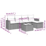 vidaXL Set mobilier grădină cu perne, 6 piese, gri, poliratan
