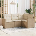 vidaXL Set canapele de grădină, 4 piese, cu perne, bej, poliratan vidaXL Set canapele de grădină, 4 piese, cu perne, bej, poliratan