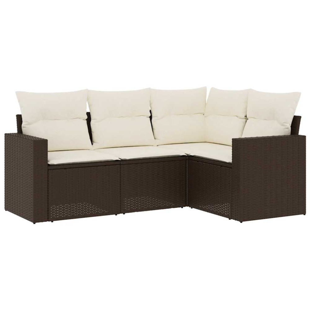 vidaXL Set canapele de grădină, 4 piese, cu perne, maro poliratan maro