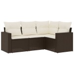 vidaXL Set canapele de grădină, 4 piese, cu perne, maro poliratan maro vidaXL Set canapele de grădină, 4 piese, cu perne, maro poliratan maro