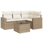 vidaXL Set canapele de grădină cu perne, 5 piese, bej, poliratan