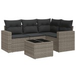 vidaXL Set canapea de grădină cu perne, 5 piese, gri, poliratan vidaXL Set canapea de grădină cu perne, 5 piese, gri, poliratan