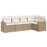 vidaXL Set canapele de grădină cu perne, 5 piese, bej, poliratan