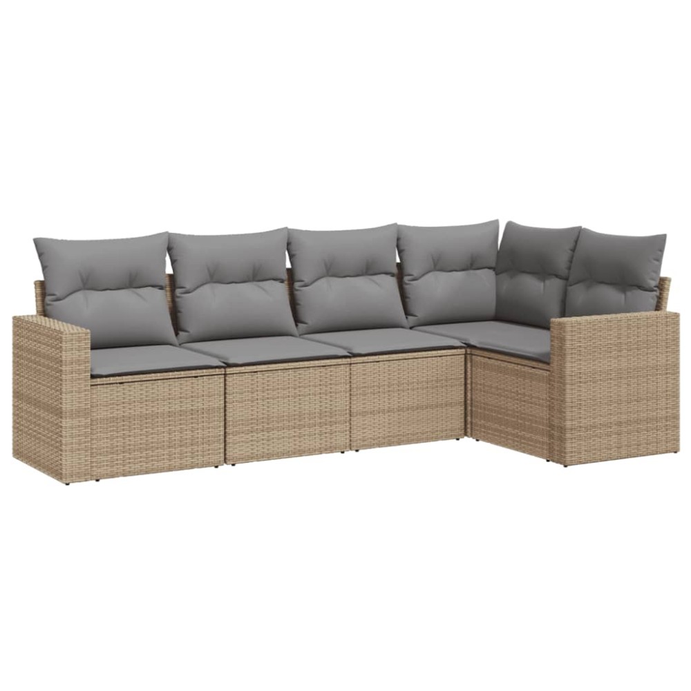 vidaXL Set canapele de grădină cu perne, 5 piese, bej, poliratan