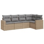 vidaXL Set canapele de grădină cu perne, 5 piese, bej, poliratan