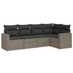 vidaXL Set canapea de grădină cu perne, 5 piese, gri, poliratan vidaXL Set canapea de grădină cu perne, 5 piese, gri, poliratan
