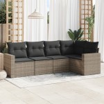 vidaXL Set canapea de grădină cu perne, 5 piese, gri, poliratan vidaXL Set canapea de grădină cu perne, 5 piese, gri, poliratan