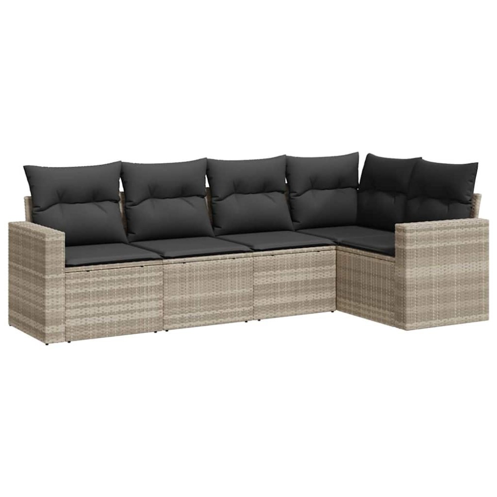 vidaXL Set canapele de grădină cu perne, 5 piese gri deschis poliratan