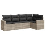 vidaXL Set canapele de grădină cu perne, 5 piese gri deschis poliratan