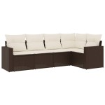 vidaXL Set canapele de grădină cu perne, 5 piese, maro, poliratan